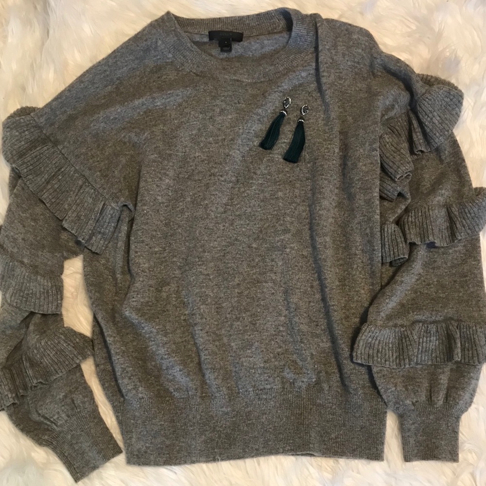 J. Crew Ruffled Sleeve Sweater